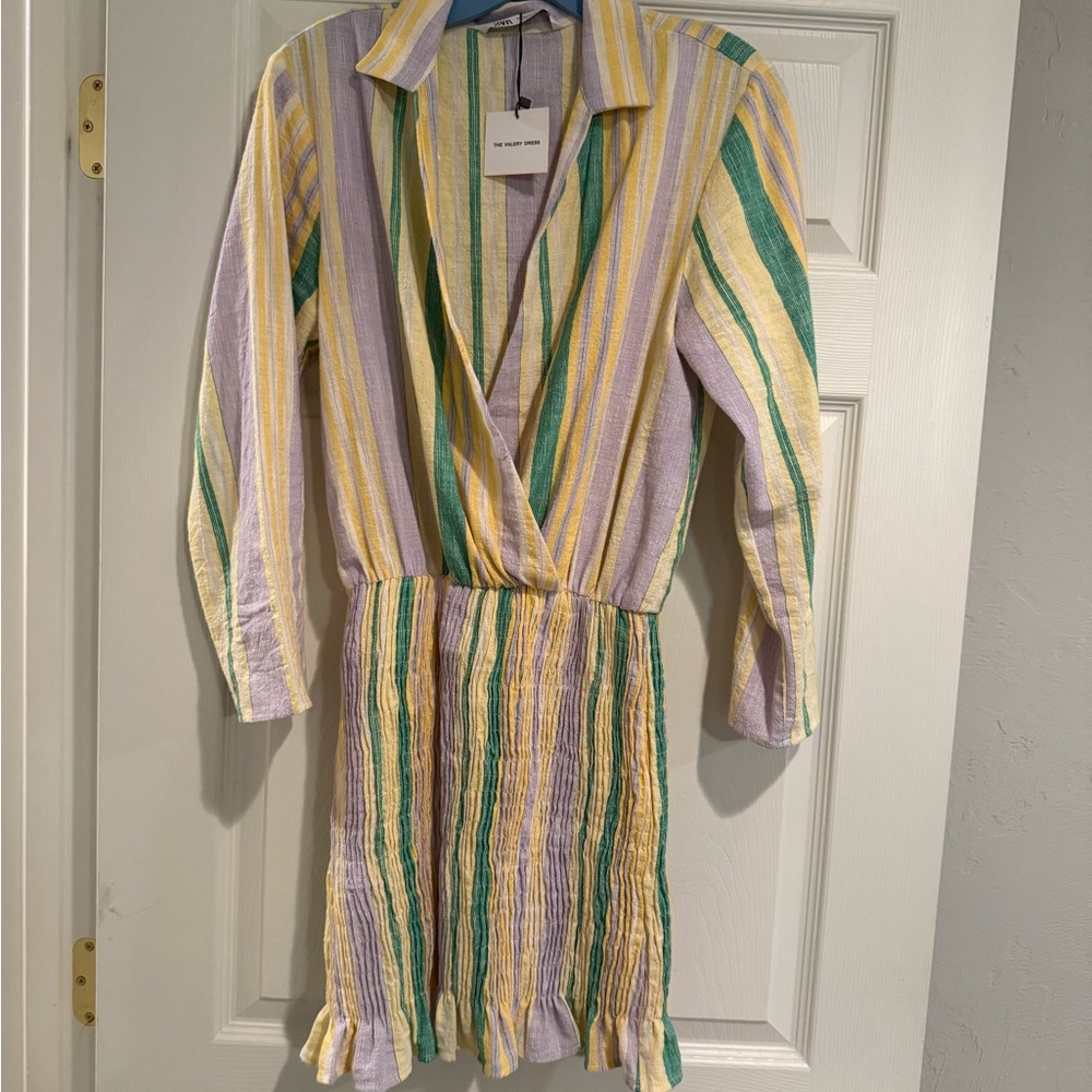 Zara Yellow, Green, and Purple Striped Dress